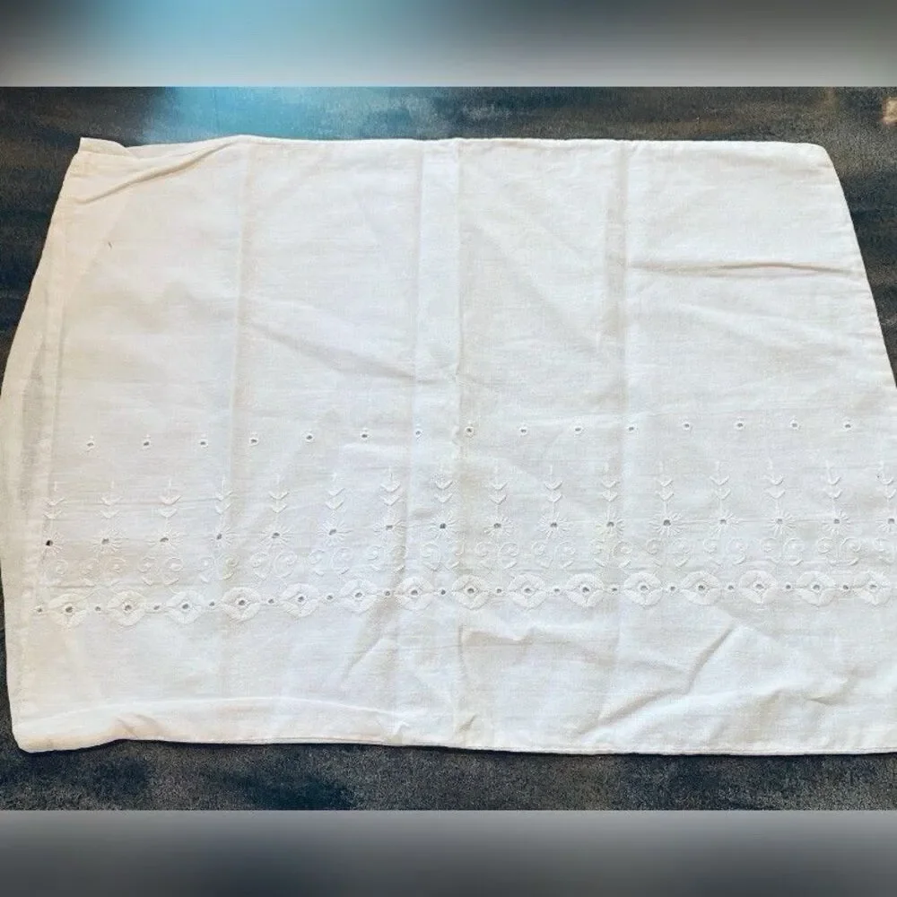 Vintage Baby Crib Pillow Case White Embroidered Cotton 12 X 16”